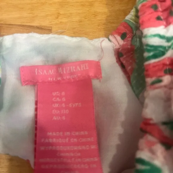Isaac Mizrahi watermelon pattern Smocked Ruffled Sundress size 6 - Picture 3 of 6